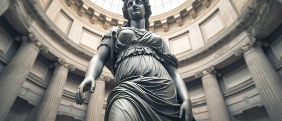 Statue of Venus de Milo at the Louvre background