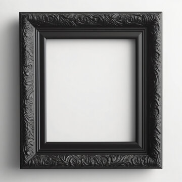 Blank canvas with decorative black picture frame on a white background