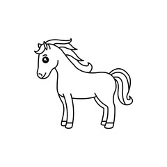 Obraz na płótnie Canvas Horse Cartoon vector illustration template for Coloring book. Drawing lesson for children 