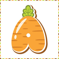 English Alphabet letter A cute carrot theme drawing