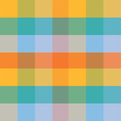 Orange green blue tartan seamless pattern background from a variety squares