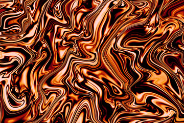 Fototapeta premium Liquid metal brown caramel golden aluminum antique luxury metallic abstract wave texture as decoration ornament and wallpaper