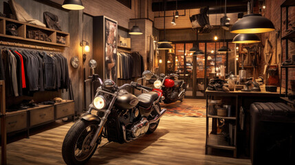 A motorcycle apparel and accessories store