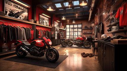 A motorcycle apparel and accessories store