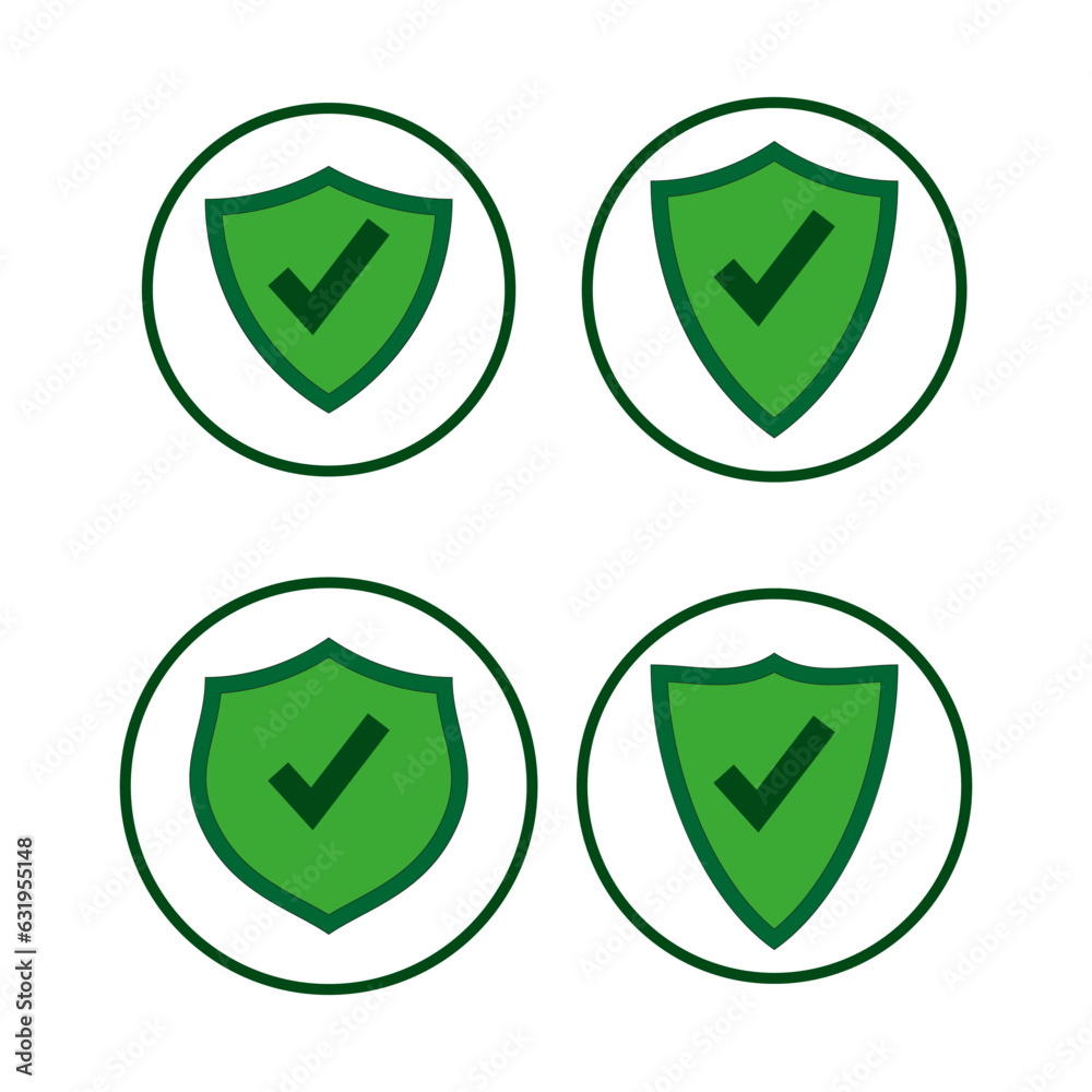 Fototapete shield icon. green shields icons set. computer security symbol. vector illustration. eps 10.