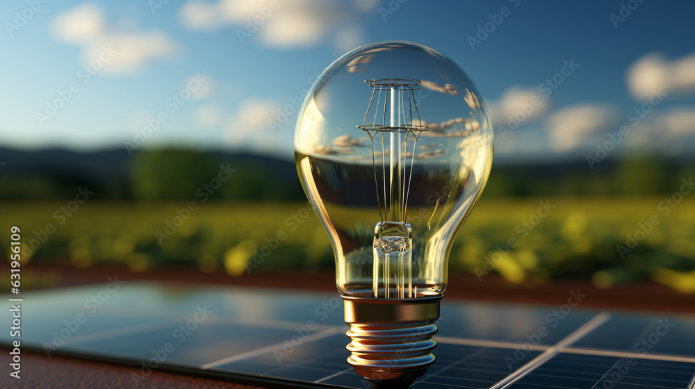 Poster light bulb on the table hd 8k wallpaper stock photographic image