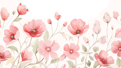 Flowers seamless pattern background watercolor 