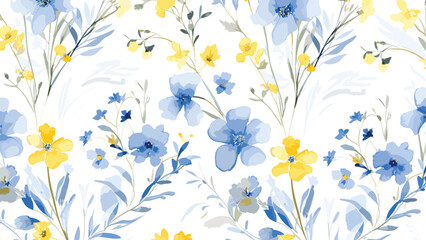 Flowers seamless pattern background watercolor 