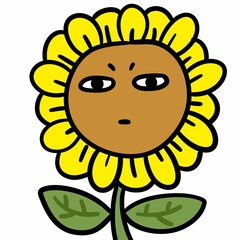 sunflower cartoon on white background