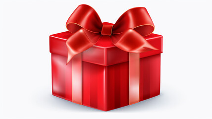 Gift box with red ribbon isolated on transparent and white background. Png transparent. 