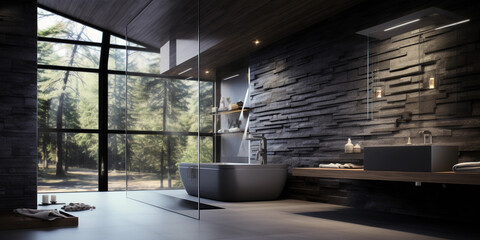 Modern bathrooms are sleek and streamlined, emphasizing strong horizontal lines. Clean, flourish-free details keep the focus on the architecture.