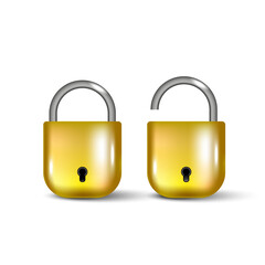 Locked and unlocked padlock. Vector illustration. Eps 10.