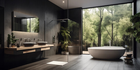 Modern bathrooms are sleek and streamlined, emphasizing strong horizontal lines. Clean, flourish-free details keep the focus on the architecture.