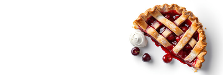 summer time cherry pie isolated on a white background with copy space	