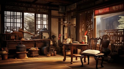 Fototapeta premium Korean Traditional Hanok Warm Interior