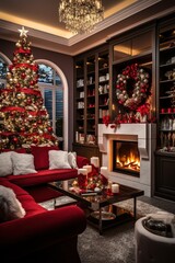 Interior Design of a Modern House during the Christmas Event. Warm and Welcolming House.