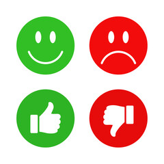 Thumb up and thumb down. Smiley icon