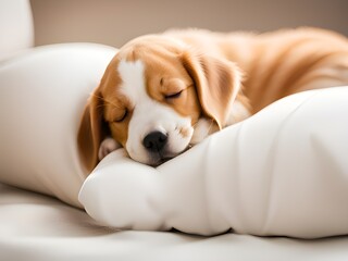 sleeping beagle dog on a sofa