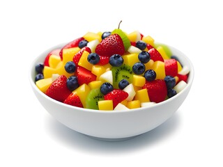 bowl of tasty mixed fruits salad isolated on white