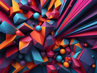 abstract 3 d background. chaotic pattern of different shapes.