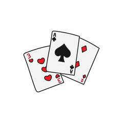 Kids drawing Cartoon Vector illustration playing cards icon Isolated on White Background