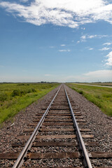 Train Railway Tracks through the Prairie Grasslands