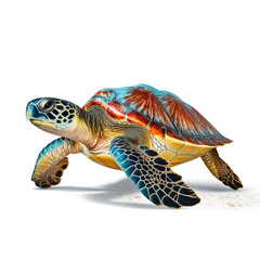 Obraz premium sea turtle figure walking high resolution on a white background
