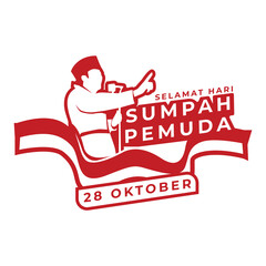 Sumpah Pemuda Oktober 28th logo design, Indonesian Youth hero declaration with simple red and white combination colors.