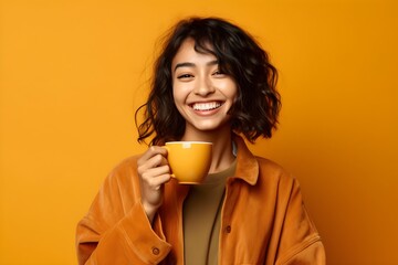 コーヒーカップを持っている女性　with generative ai