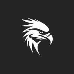 simple eagle wild animal black white logo vector illustration template design
