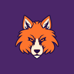 simple wild fox purple orange sports team logo vector illustration template design