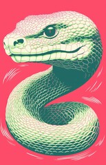 Fototapeta premium Surreal Snake — risograph / screenprint style poster, perfect for bands, music, albums and covers.