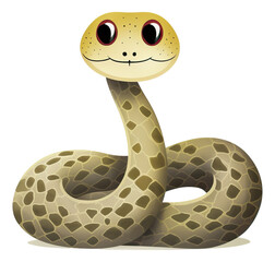 Fototapeta premium Hand drawn watercolor snake isolated. Cartoon style illustration.