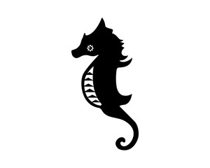 かわいくてシンプルな黒色のタツノオトシゴのイラスト