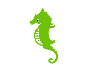 かわいくてシンプルな緑色のタツノオトシゴのイラスト