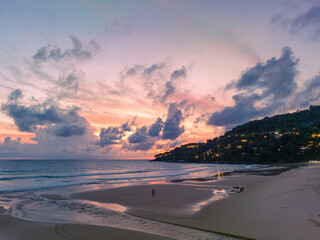 bright colorful clouds in amazing sky at sunset above the sea. .As the day winds down, the clouds become a canvas of vibrant hues, .a beautiful reminder of the days passing. sky texture.