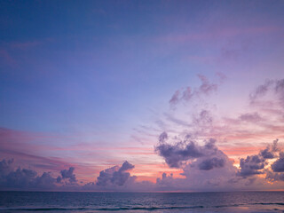 Majestic sunset or sunrise landscape Amazing light of nature cloudscape sky. .The rays of the sun shine through the clouds at beautiful gradient sunset.