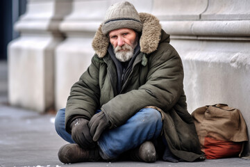 Fototapeta premium Homeless person on city streets