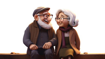 endearing smiling elderly couple Generative AI