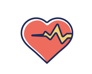 Heart line fill style icon design of Medical care health emergency aid exam clinic and patient theme Vector illustration