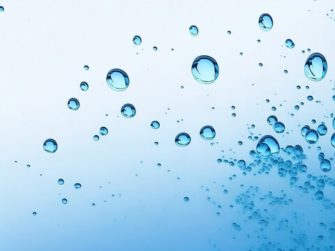 water drops on glass. blue background and gradient. generative ai