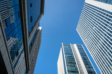 Looking up at a modern city office building