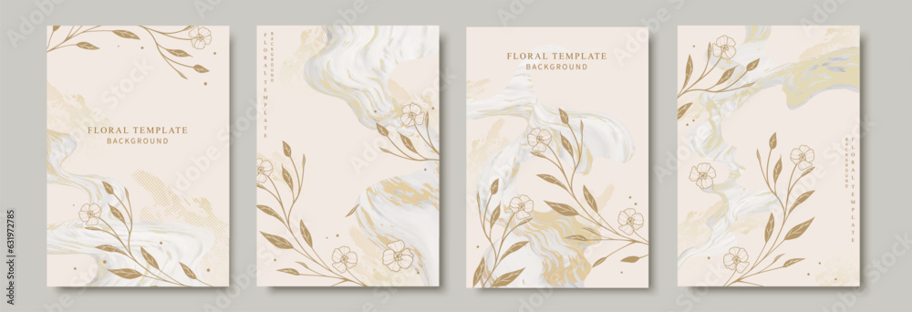 Wall mural abstract floral template set