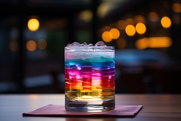 Beautifully Layered Rainbow Cocktail, Generative AI
