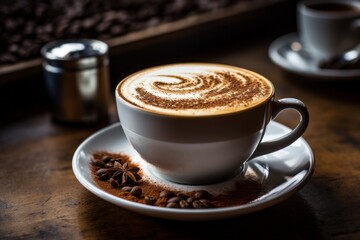 Frothy Cappuccino With Cocoa Powder, Generative AI