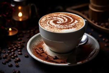 Frothy Cappuccino With Cocoa Powder, Generative AI