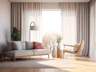 Modern minimalist white interior scandinavian living room, Stylish interior design of living room with modern mint sofa
