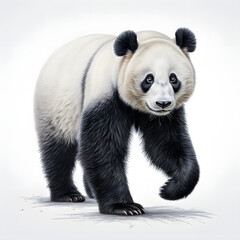 Brushstroke watercolor style realistic full body portrait of a panda on white background Generated...