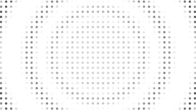 Digital circles motion graphics background with black and white hexagon halftone pattern texture