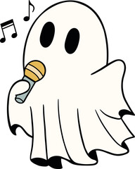 Cute ghosts with activities illustration isolated on white background
